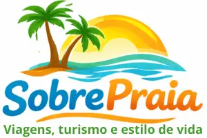 Logo do site SOBRE PRAIA com a frase: Viagens, turismo e estilo de vida