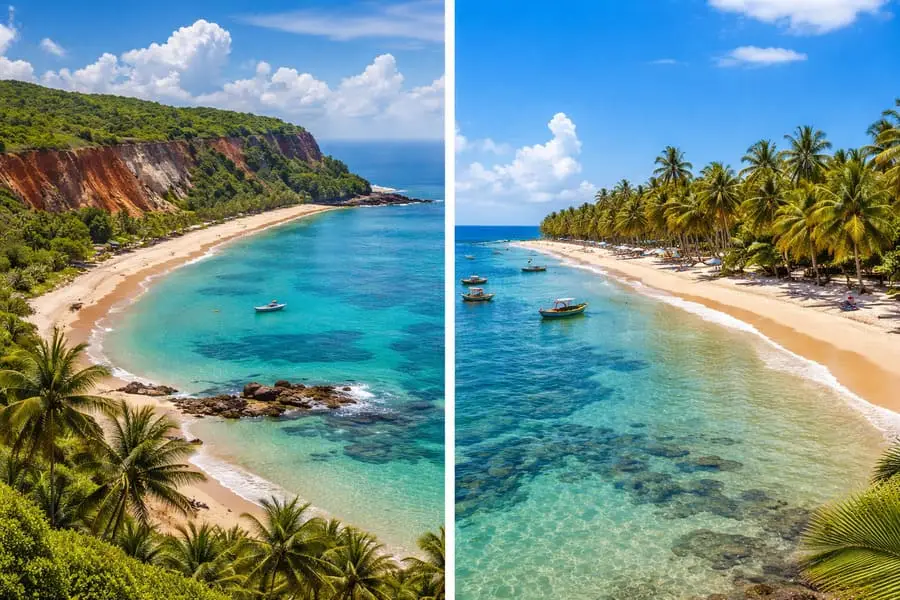 Paraíba e Bahia turismo 2026: praias paradisíacas com mar azul, coqueiros e paisagens naturais do Nordeste brasileiro