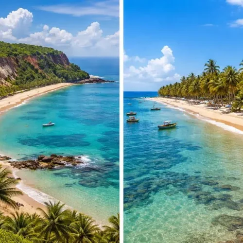 Paraíba e Bahia turismo 2026: praias paradisíacas com mar azul, coqueiros e paisagens naturais do Nordeste brasileiro