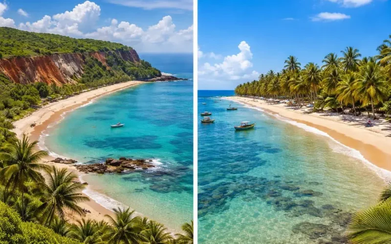 Paraíba e Bahia turismo 2026: praias paradisíacas com mar azul, coqueiros e paisagens naturais do Nordeste brasileiro